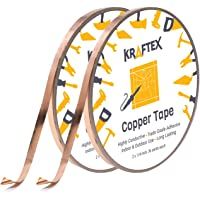 Cinta Adhesiva de Cobre [2 Grandes Rollos] (6mm x 33m Cada Uno) Paquete de 66m con Adhesivo Conductor - Vitrales…